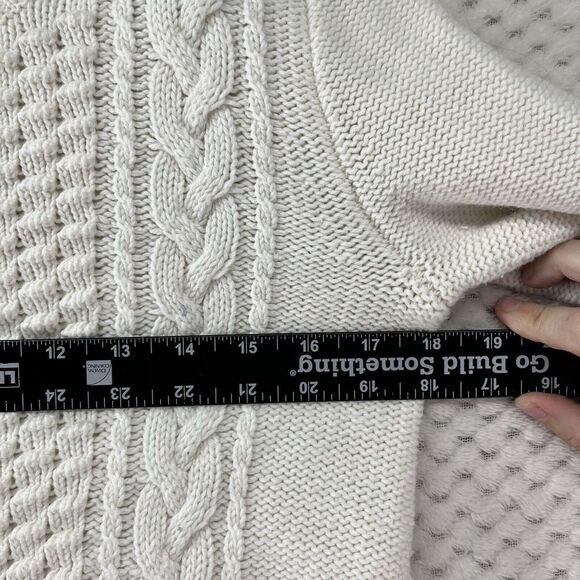 J.Crew Cable Knit Sweater Crewneck Pullover Classic Winter White Fisherman Small - Picture 4 of 6